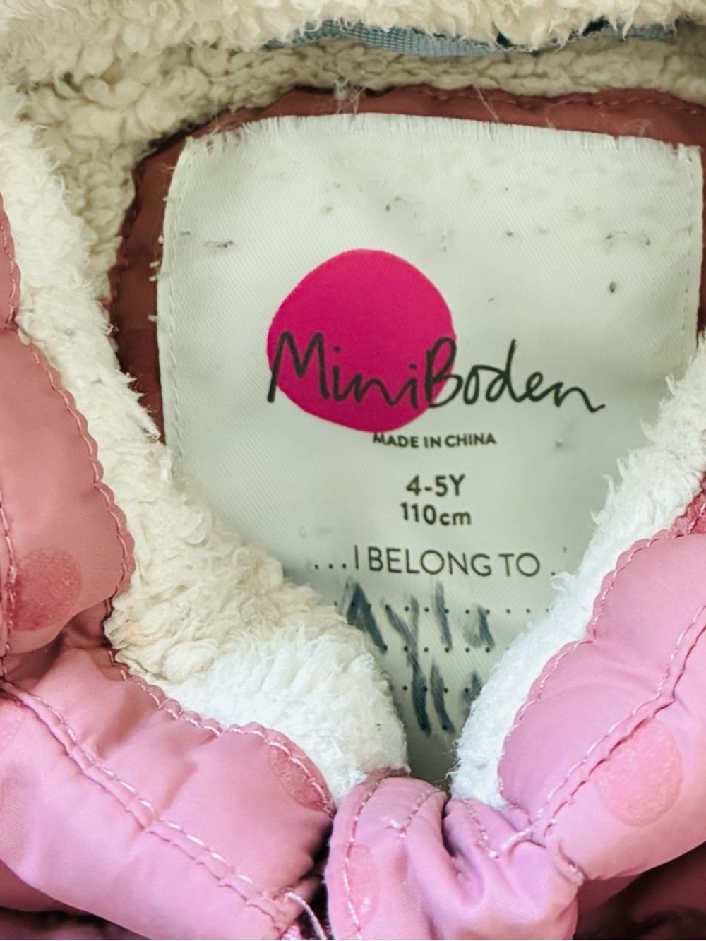 Mini Boden Pink Polka Dot Hooded Puffer Jacket - Picture 3 of 3